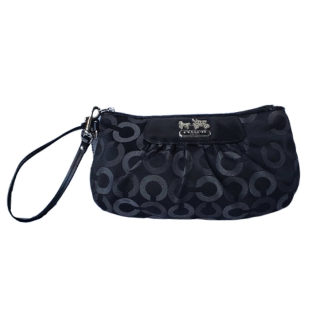 Coach Madison Pleated Black Sateen Bag/Wristlet